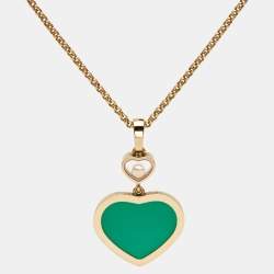Chopard Happy Hearts Agate Diamond 18k Rose Gold Necklace