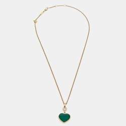 Chopard Happy Hearts Agate Diamond 18k Rose Gold Necklace