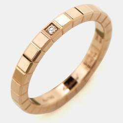 Chopard Ice Cube 1 Diamond 18K Rose Gold Narrow Band Ring Size 50