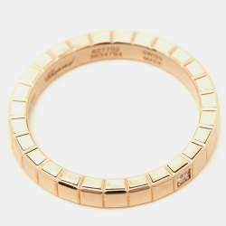 Chopard Ice Cube 1 Diamond 18K Rose Gold Narrow Band Ring Size 50