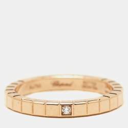 Chopard Ice Cube 1 Diamond 18K Rose Gold Narrow Band Ring Size 50