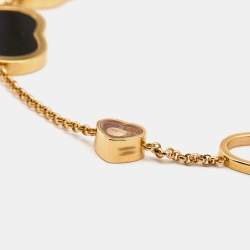 Pre Owned Chopard Happy Hearts Onyx Diamond 18k Rose Gold Bracelet
