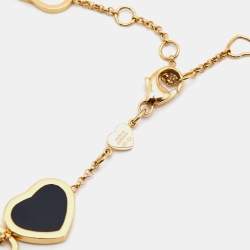 Pre Owned Chopard Happy Hearts Onyx Diamond 18k Rose Gold Bracelet