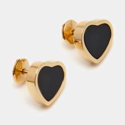 Chopard Happy Hearts Onyx 18k Rose Gold Earrings