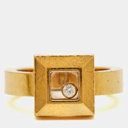 مملوكة مسبقًا Chopard Happy Diamonds Icon 18k Yellow Gold Ring Size 51