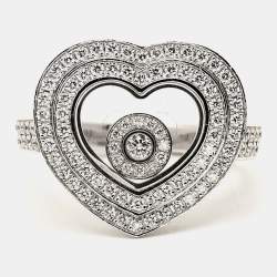 Chopard Happy Diamonds 18k White Gold Ring Size 50