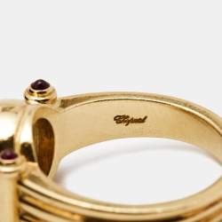 Chopard Happy Diamonds Ruby 18k Yellow Gold Ring Size 56