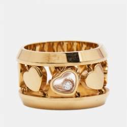 Chopard Amore Hearts Diamond 18k Rose Gold Ring Size 54