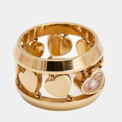 Chopard Amore Hearts Diamond 18k Rose Gold Ring Size 54