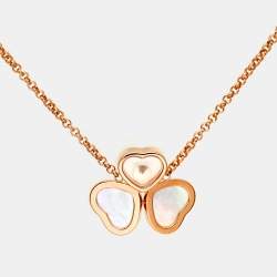 Chopard Happy Hearts Wings Diamond Mother of Pearl 18K Rose Gold Necklace