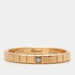 Chopard Ice Cube Diamond 18k Rose Gold Ring Size 53