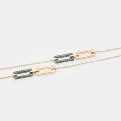 Chopard Rihanna ♥ Chopard Ice Cube Green Ceramic 18K Rose Gold Long Sautoir Necklace