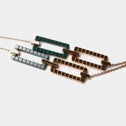 Chopard Rihanna ♥ Chopard Ice Cube Green Ceramic 18K Rose Gold Long Sautoir Necklace