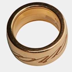 Chopard Chopardissimo Revolving Signature 18k Rose Gold Wide Band Ring Size 52