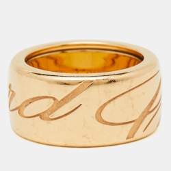 Chopard Chopardissimo Revolving Signature 18k Rose Gold Wide Band Ring Size 52