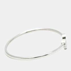 Pre Owned Chopard 18K White Gold and Diamond Happy Hearts Cuff Bracelet