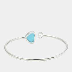 Pre Owned Chopard 18K White Gold and Diamond Happy Hearts Cuff Bracelet