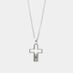Chopard 18K White Gold, Diamond and Sapphire Happy Diamond Cross Pendant Necklace
