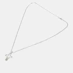 Chopard 18K White Gold, Diamond and Sapphire Happy Diamond Cross Pendant Necklace
