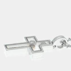 Chopard 18K White Gold, Diamond and Sapphire Happy Diamond Cross Pendant Necklace