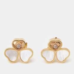 Chopard Happy Heart Wings Diamond Mother of Pearl 18k Rose Gold Earrings