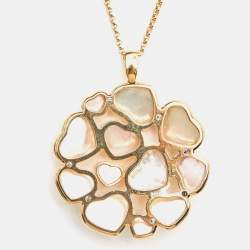 Chopard Happy Hearts Diamond Mother of Pearl 18k Rose Gold Necklace