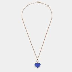 مملوكة مسبقًا Chopard Happy Hearts Blue Stone Diamond 18k Rose Gold Necklace