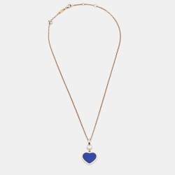 مملوكة مسبقًا Chopard Happy Hearts Blue Stone Diamond 18k Rose Gold Necklace