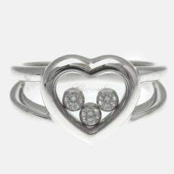 Chopard 18K White Gold and Diamond Happy Diamonds Heart Ring EU 49
