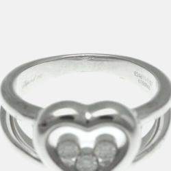 Chopard 18K White Gold and Diamond Happy Diamonds Heart Ring EU 49