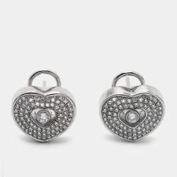 Chopard Happy Diamond 18k White Gold Heart Clip-On Earrings