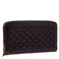 Chopard Brown Woven Leather Zip Around Continental Wallet