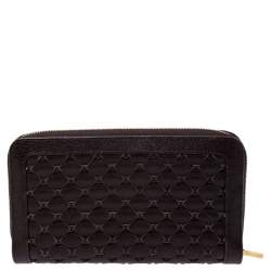 Chopard Brown Woven Leather Zip Around Continental Wallet