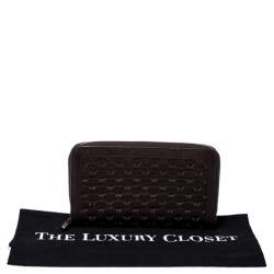 Chopard Brown Woven Leather Zip Around Continental Wallet