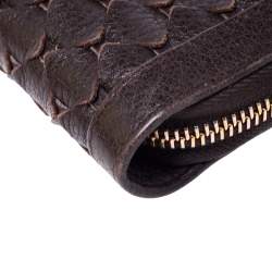 Chopard Brown Woven Leather Zip Around Continental Wallet