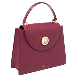 Chopard Dark Pink Leather Happy Lady Top Handle Bag