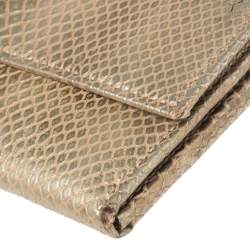 Chopard Metallic Gold Python Embossed Leather Continental Wallet 