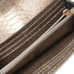 Chopard Metallic Gold Python Embossed Leather Continental Wallet 