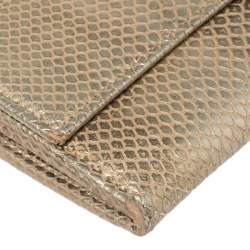 Chopard Metallic Gold Python Embossed Leather Continental Wallet 