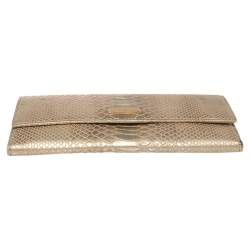 Chopard Metallic Gold Python Embossed Leather Continental Wallet 