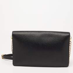 Pre Owned Chopard Black Leather Chain Detail Flap Shoulder Bag