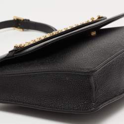 Pre Owned Chopard Black Leather Chain Detail Flap Shoulder Bag