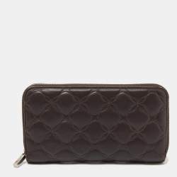 Chopard Brown Quilted Leather Zip Around Wallet