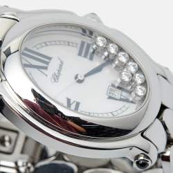 Chopard White Mother of Pearl Diamond Stainless Steel Happy Sport 27/8397-23 Women's Wristwatch 30 mm