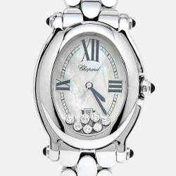 Chopard White Mother of Pearl Diamond Stainless Steel Happy Sport 27/8397-23 Women's Wristwatch 30 mm