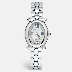 Chopard White Mother of Pearl Diamond Stainless Steel Happy Sport 27/8397-23 Women's Wristwatch 30 mm