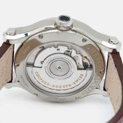 Chopard Silver Diamond Stainless Steel Alligator Leather Happy Sport 278559-3001 Women's Wristwatch 36 mm