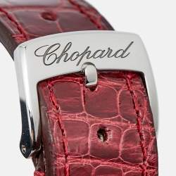 Chopard Silver Diamond Stainless Steel Alligator Leather Happy Sport 278559-3001 Women's Wristwatch 36 mm