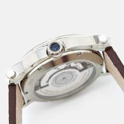 Chopard Silver Diamond Stainless Steel Alligator Leather Happy Sport 278559-3001 Women's Wristwatch 36 mm