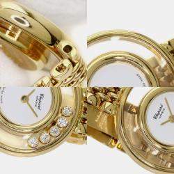 Chopard White Diamond 18k Yellow Gold Happy Diamonds 20/6147 Quartz Women's Wristwatch 26 mm